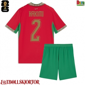 Marocko Achraf Hakimi #2 Hemmakläder Barn VM 2026 Kortärmad (+ Korta byxor)